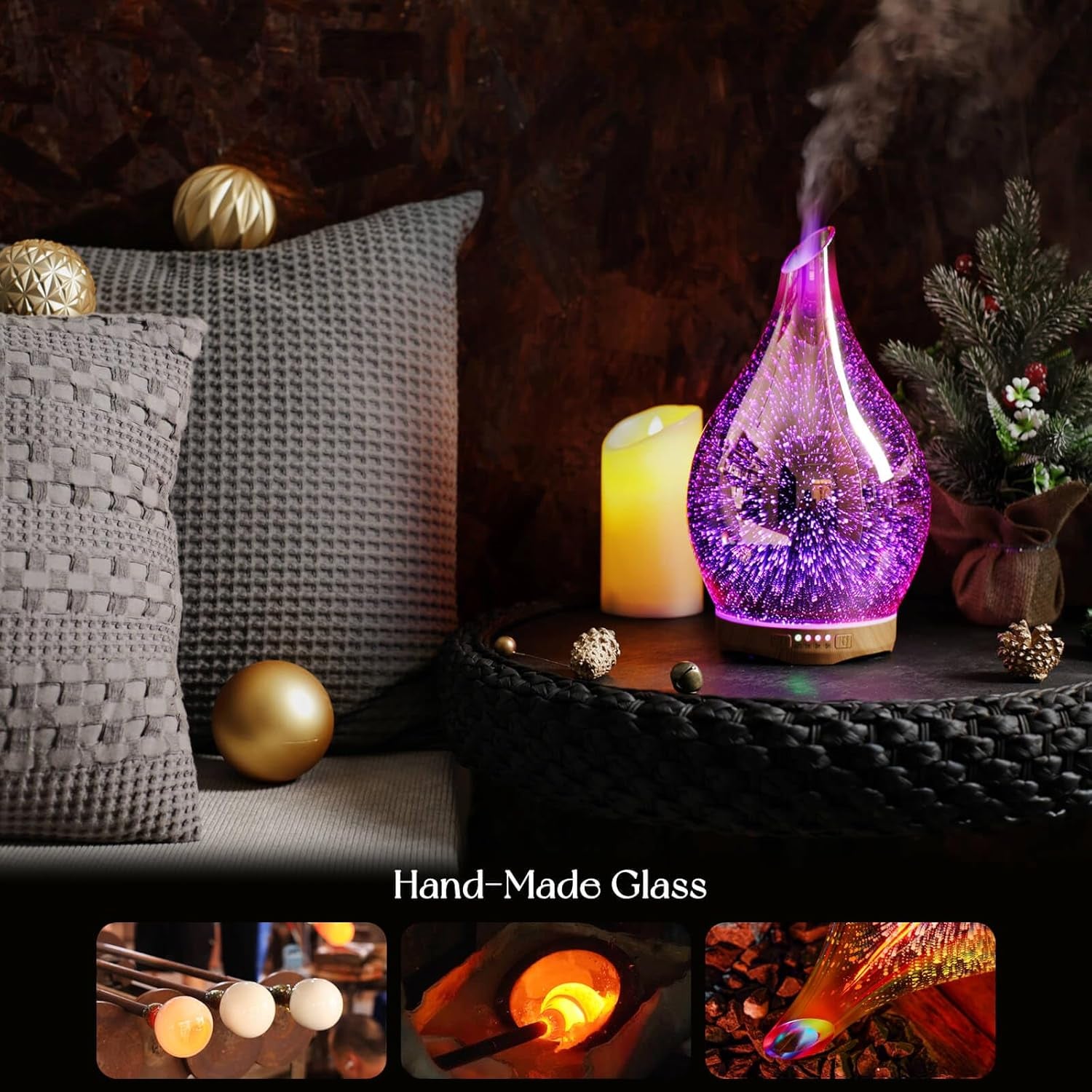 280ML Essential Oil Diffuser, Aroma Ultrasonic Humidifier with Remote Control, BPA Free, Auto Shut-Off, Timer Setting