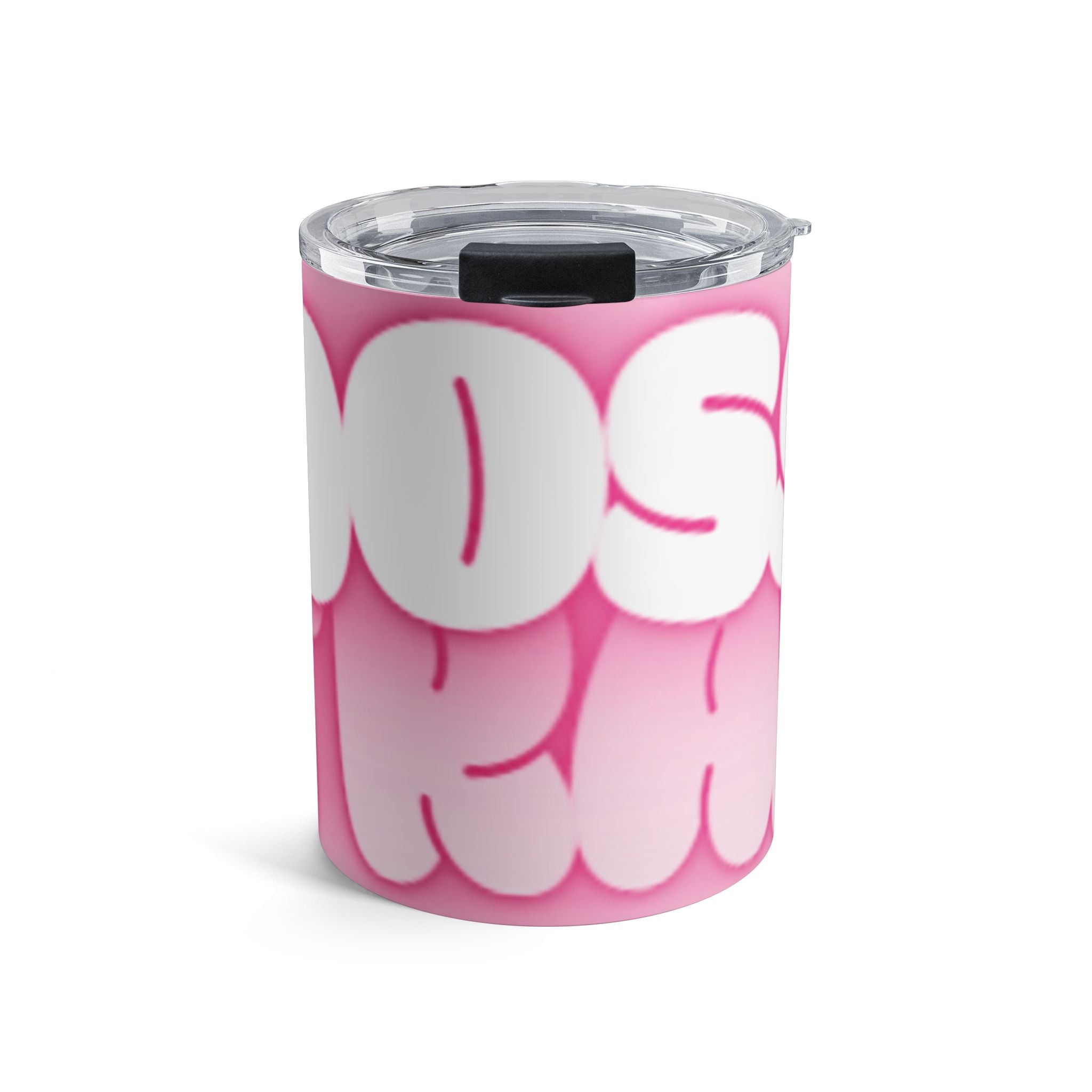 10oz Pink Bubble Letter Tumbler – Cute Pastel Drinkware with 'Good Vibes' Style